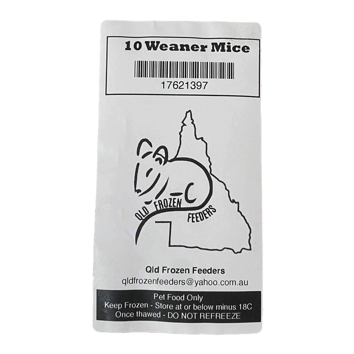 Frozen Feeder Mice - Weaner  - 10 Pack - Frozen Food - In store Pick Up Only