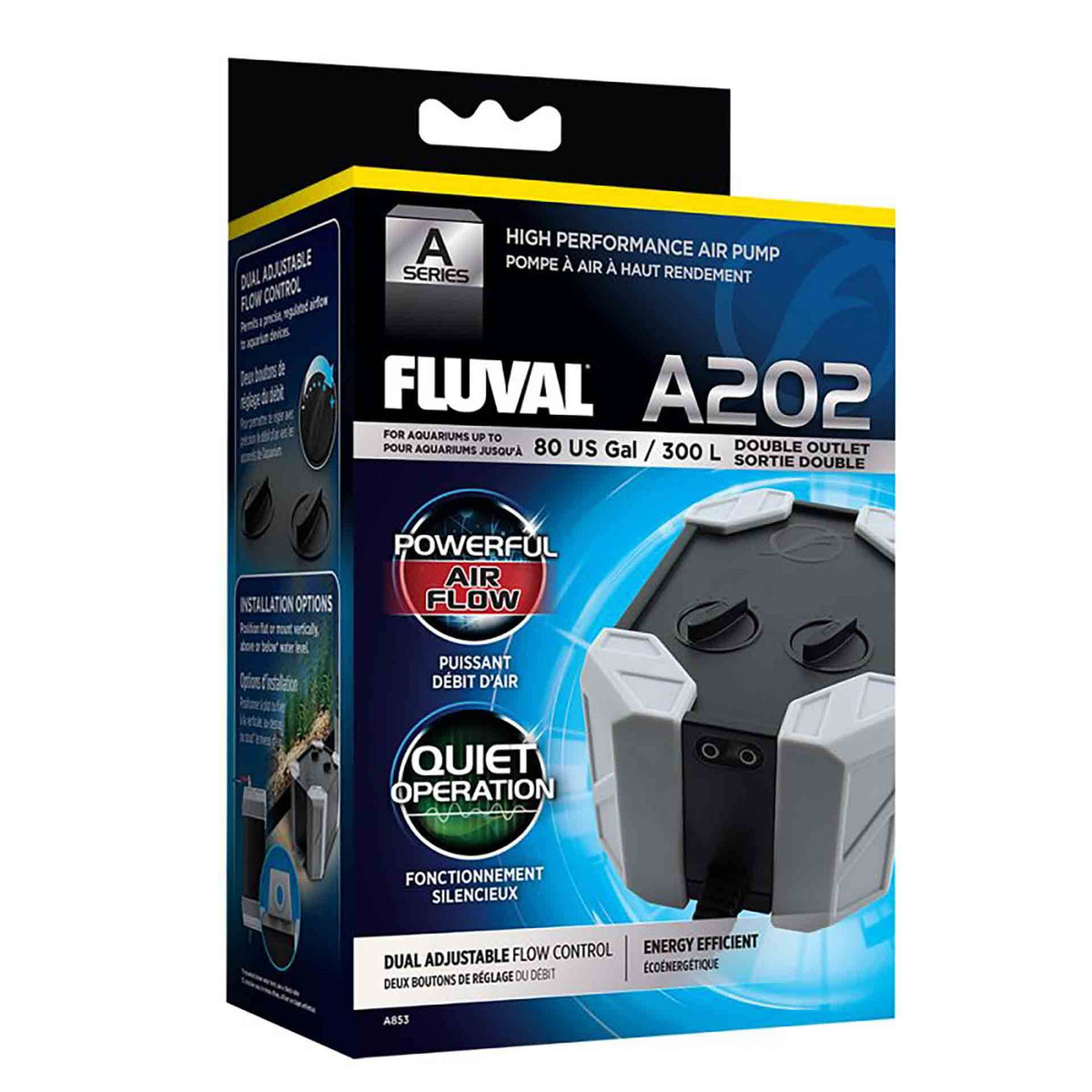 Fluval A202 Air Pump 180-220l/h - Dual Outlet - A Series