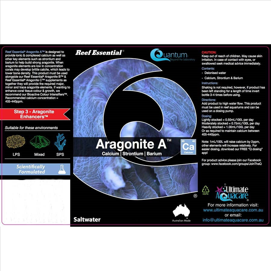 Quantum Reef Essential 1000ml Aragonite A - Calcium, Strontium, Barium