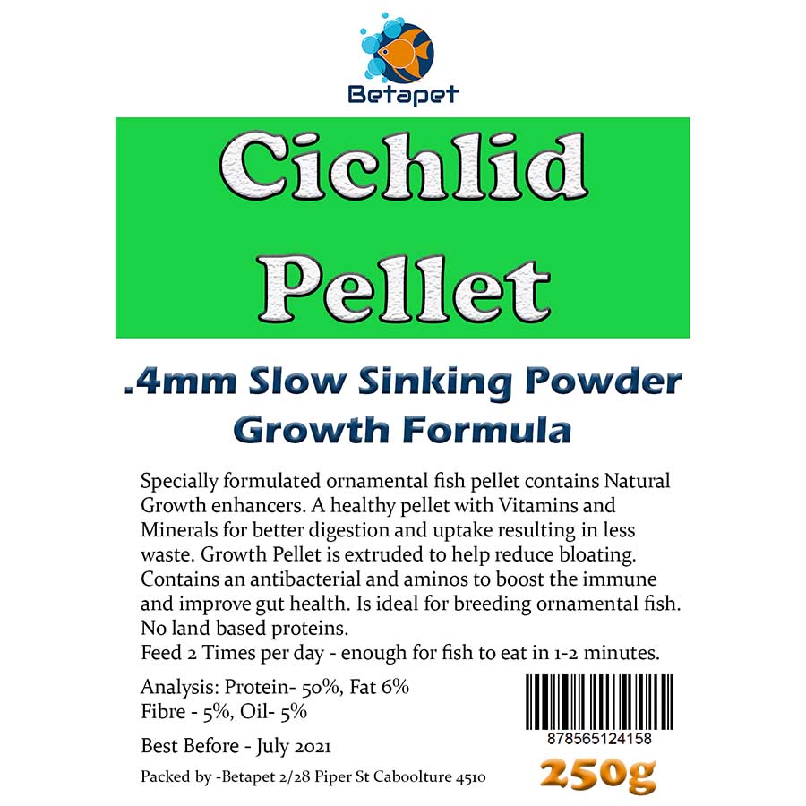 Betapet Cichlid Pellet 250g (0.4mm Size Slow Sinking Powder)