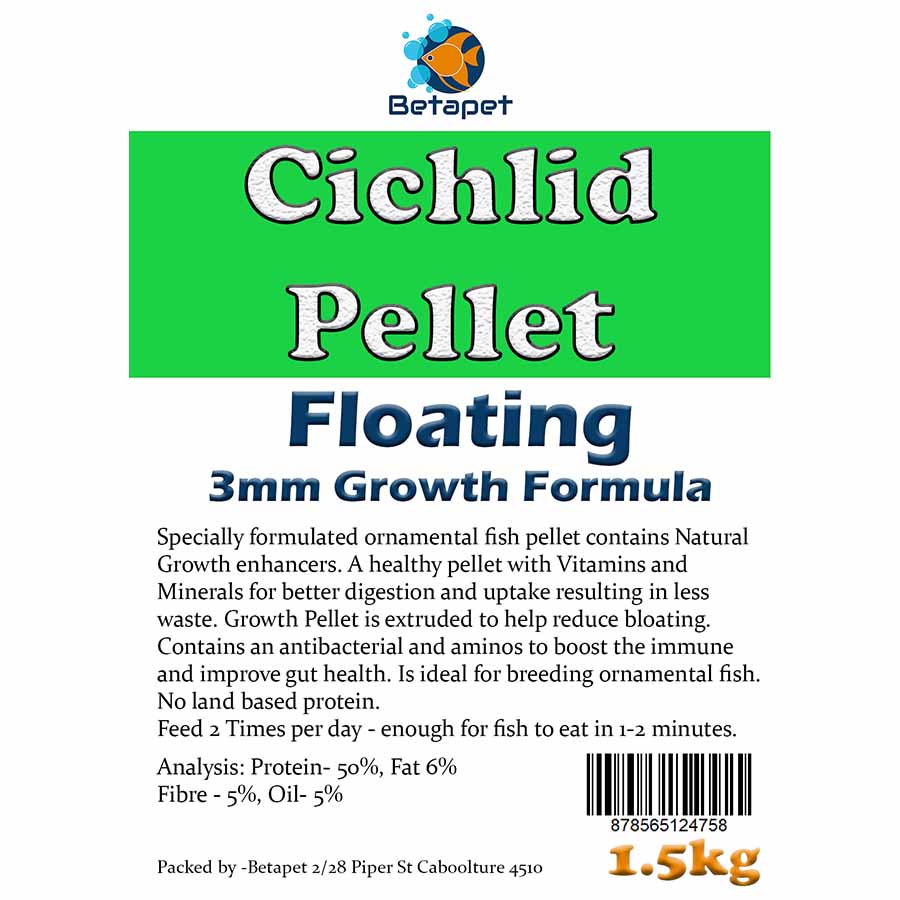 Betapet Cichlid Growth Pellet 1.5kg (3mm Size Floating Pellet)