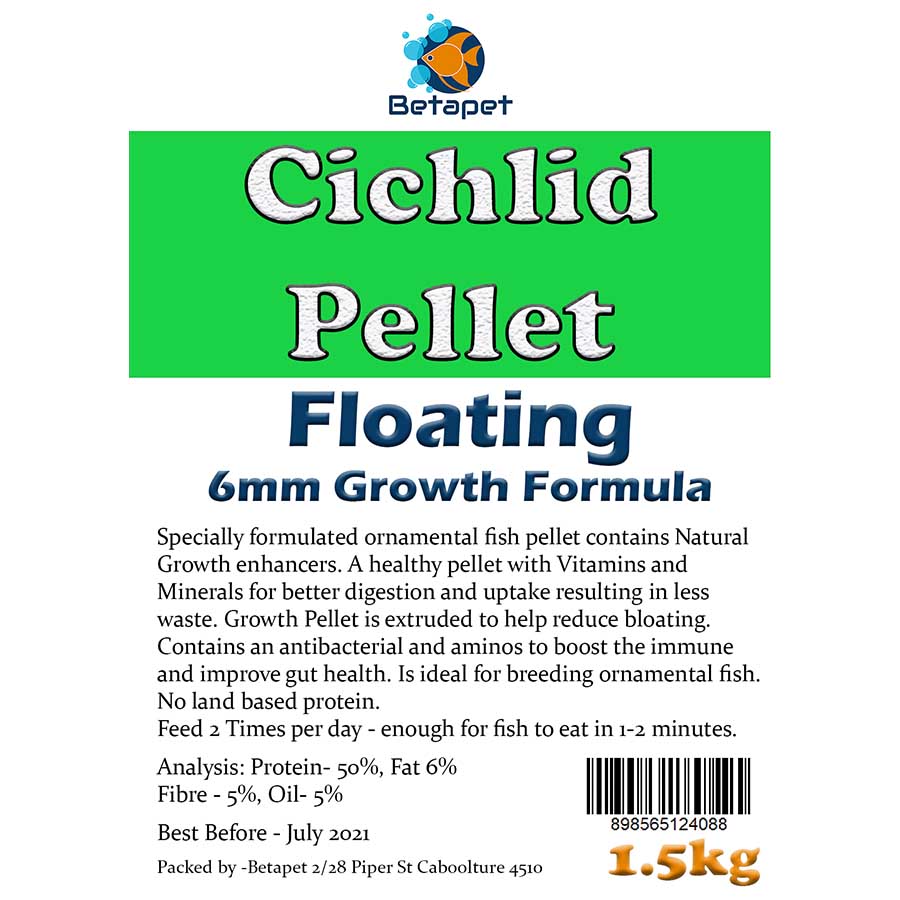 Betapet Cichlid Growth Pellet 1.5kg (6mm Size Floating Pellet)