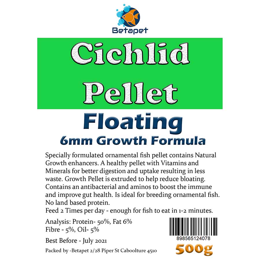 Betapet Cichlid Growth Pellet 500g (6mm Size Floating Pellet)