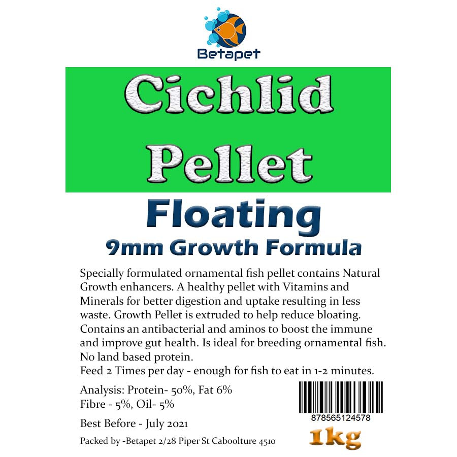 Betapet Cichlid Growth Pellet 1kg (9mm Size Floating Pellet)