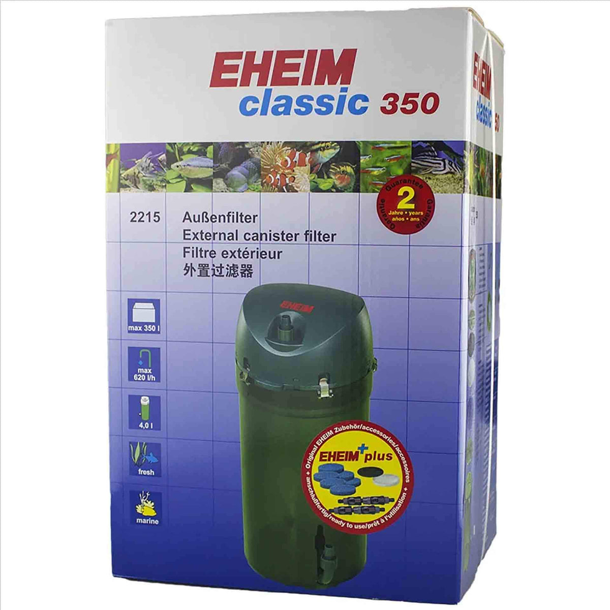 Eheim Classic 350 - 2215  (With Sponge Media) Canister Filter