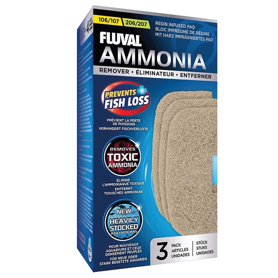 Fluval Ammonia Remover 3 Pack Pad Foam for 106, 107, 206 and 207 Canister Filters