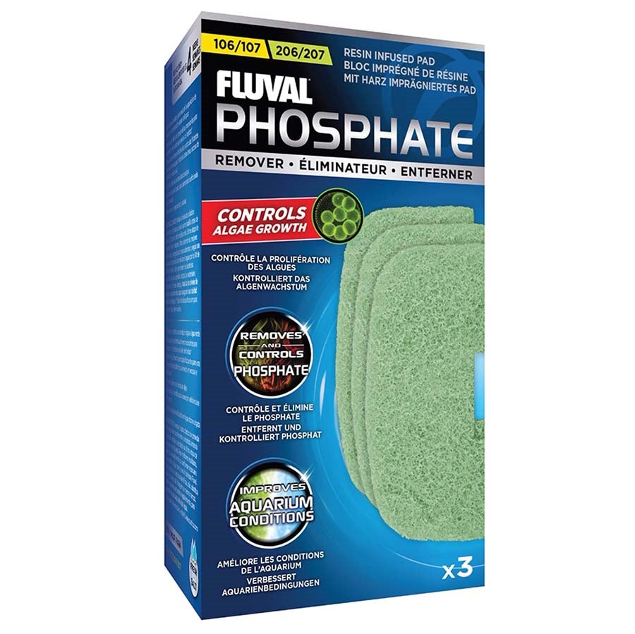 Fluval Phosphate Remover 3 Pack Pad Foam for 106, 107, 206 and 207 Canister Filters