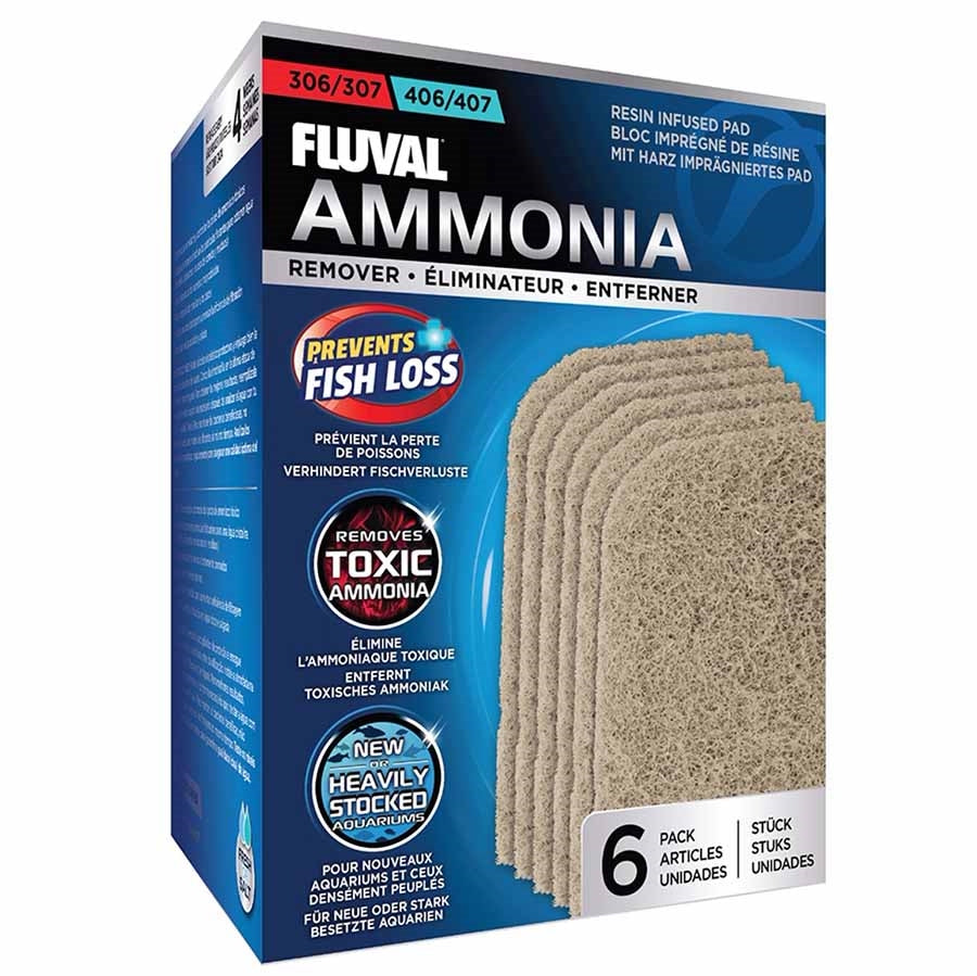 Fluval Ammonia Remover 6 Pack Pad Foam for 306, 307, 406 and 407 Canister Filters