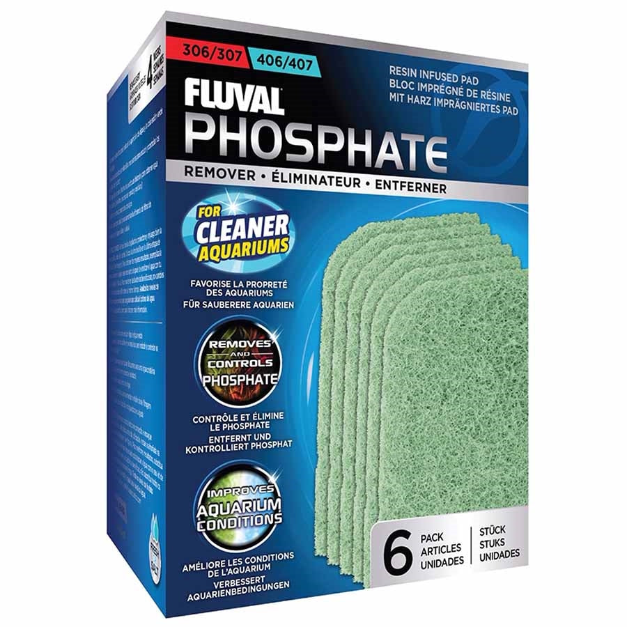 Fluval Phosphate Remover 6 Pack Pad Foam for 306, 307, 406 and 407 Canister Filters