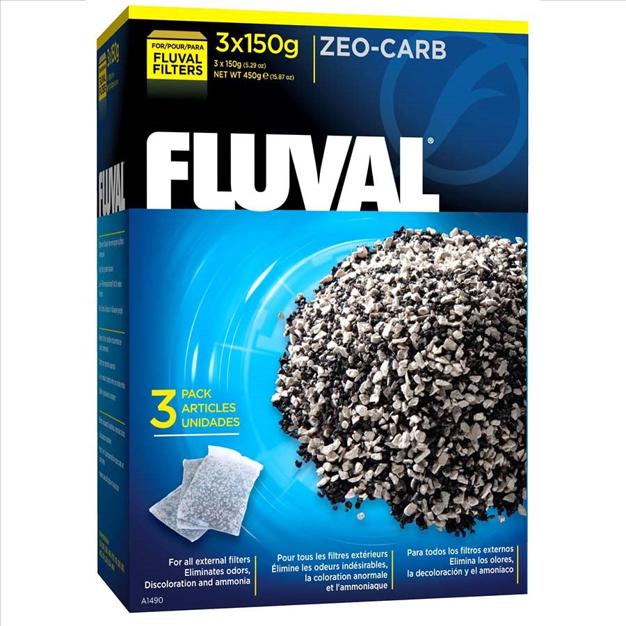 Fluval Zeo-Carb Media 3 x 150g Bags - Chemical Filtration