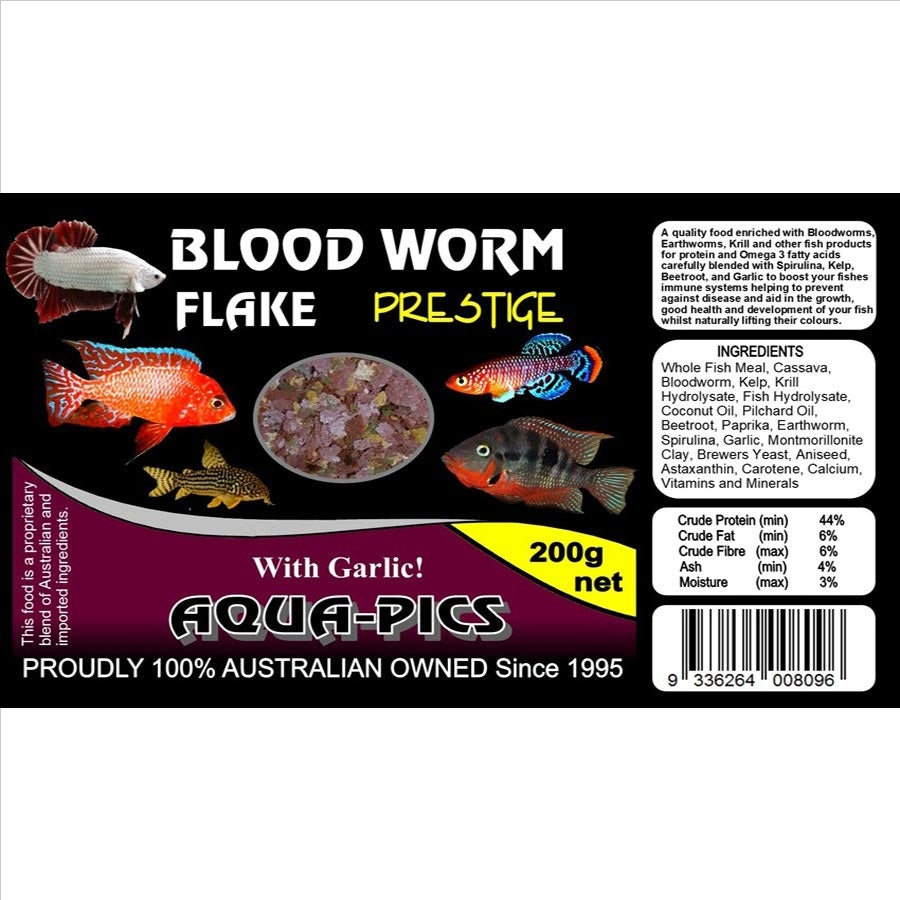 Aqua-Pics Bloodworm Flake Food 200g With Garlic