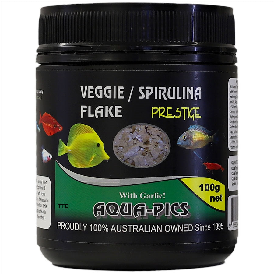 Aqua-Pics Veggie and Spirulina Flake Food 100g