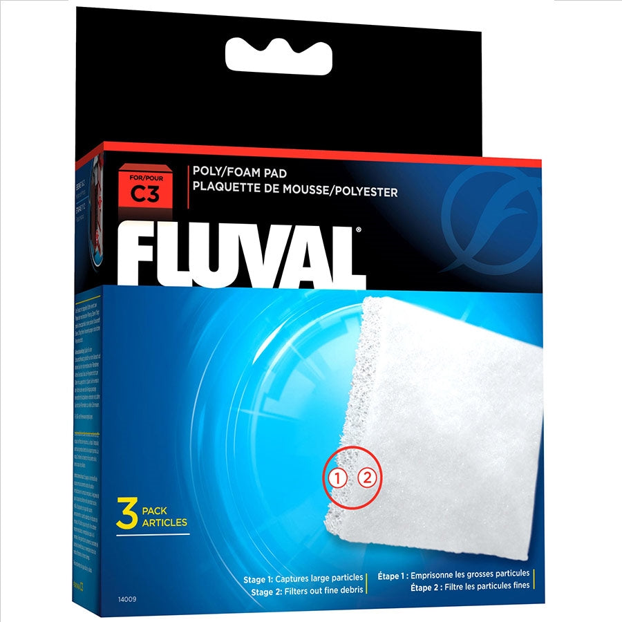 Fluval Hang On C3 Poly/Foam Pad - Pack of 3