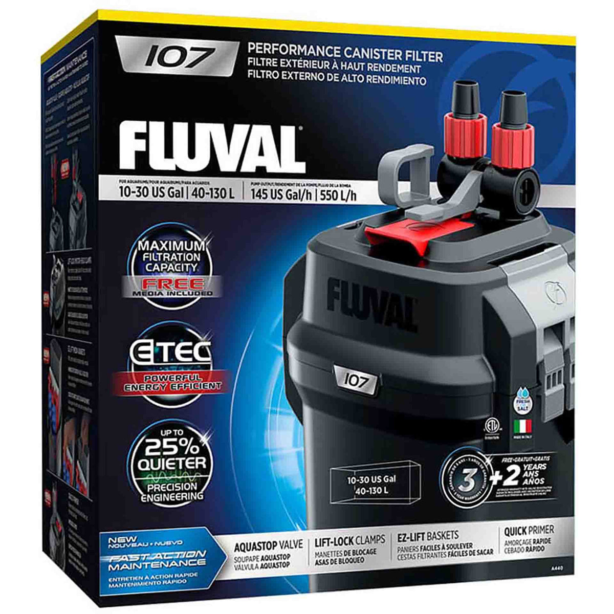 Fluval 107 Performance Canister Filter, up to 130 L Aquarium