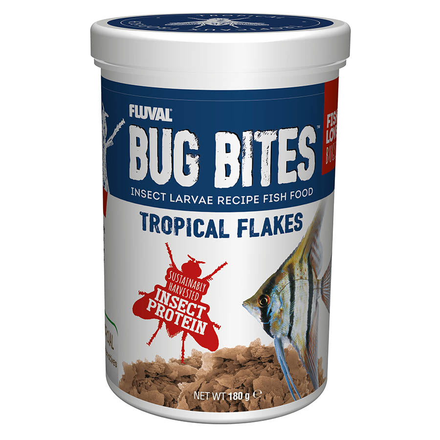 Fluval 180g Bug Bites Tropical Flakes Fish Food