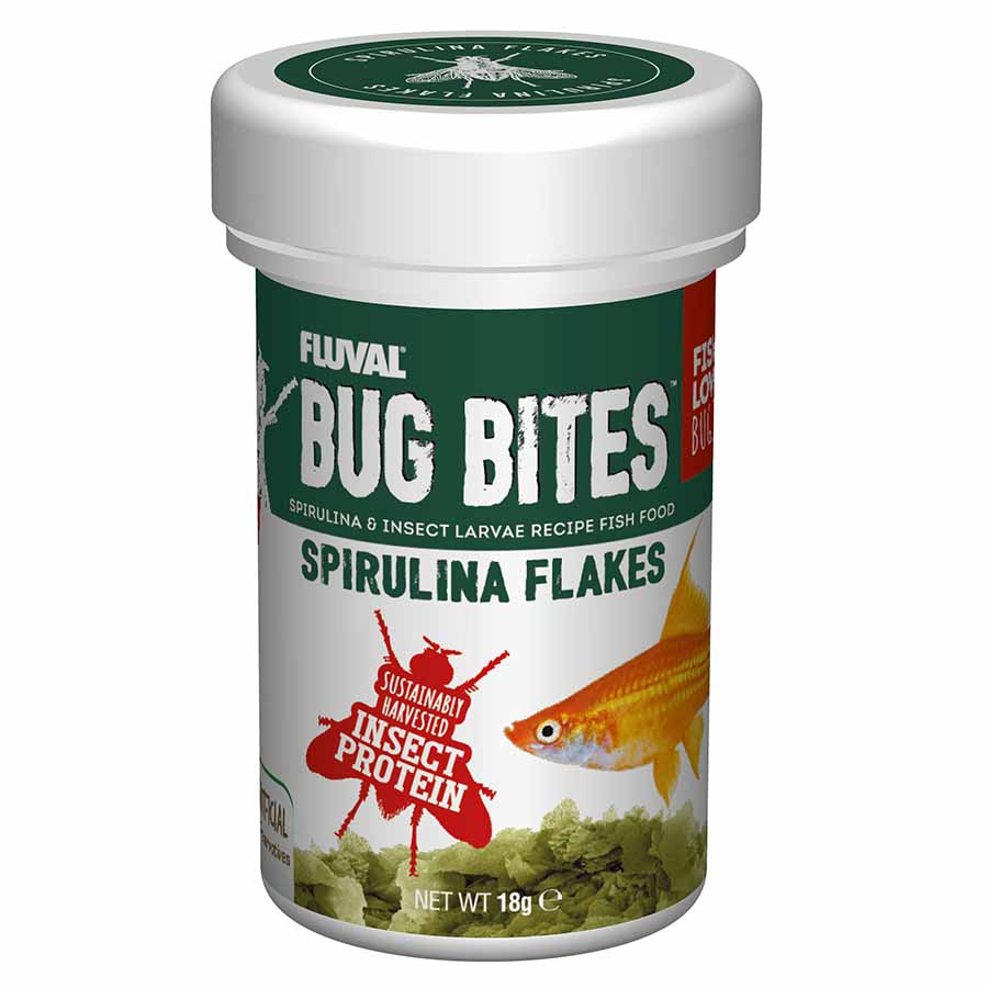 Fluval 18g Bug Bites Spirulina Flakes Fish Food
