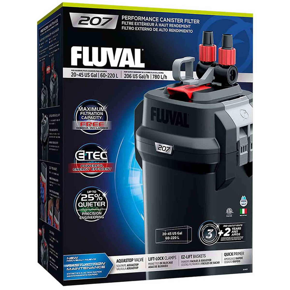 Fluval 207 Performance Canister Filter, up to 220 L Aquarium