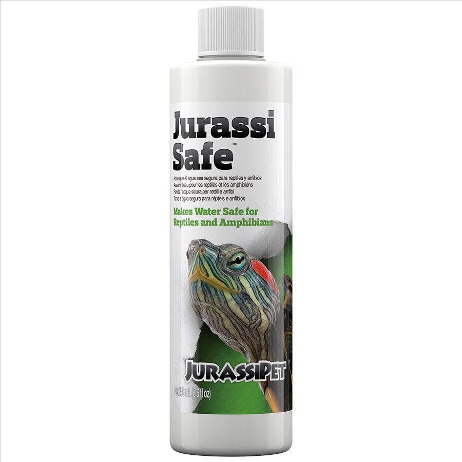 JurassiSafe 250ml makes water safe for Reptiles and Amphibians. By Seachem