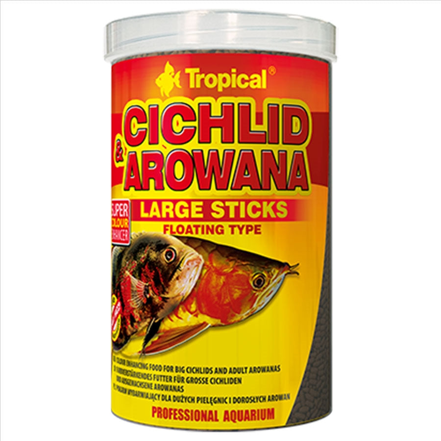 Tropical Cichlid and Arowana 250ml 75g Large Sticks Fish Food