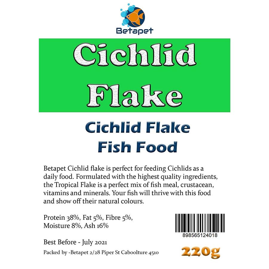 Betapet 220g Cichlid Flake Fish Food