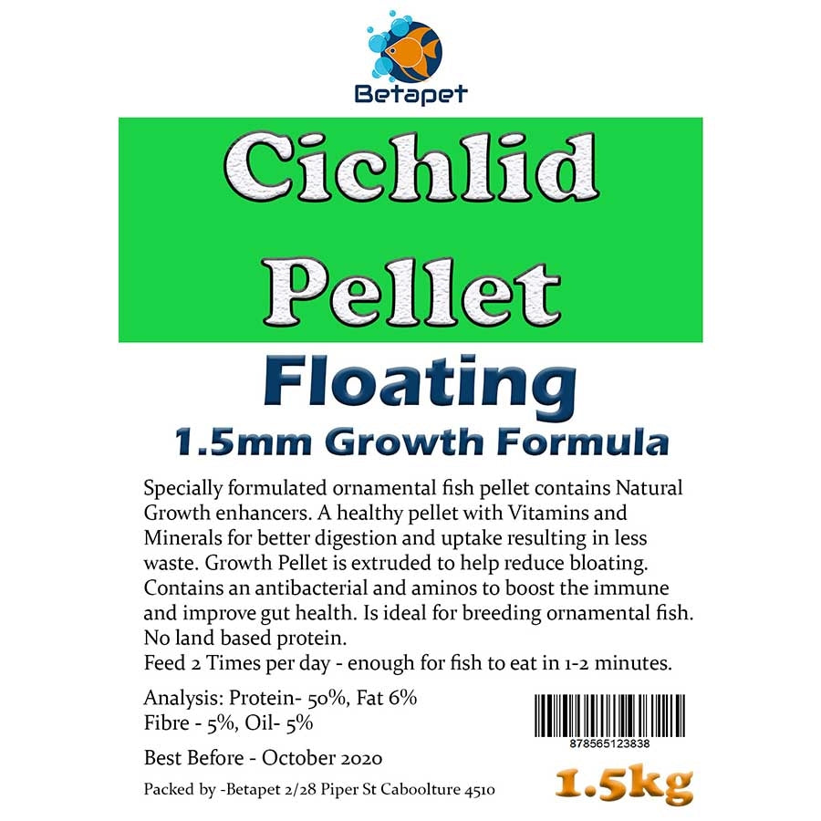 Betapet Cichlid Growth Pellet 1.5Kg (1.5mm Size Floating Pellet)