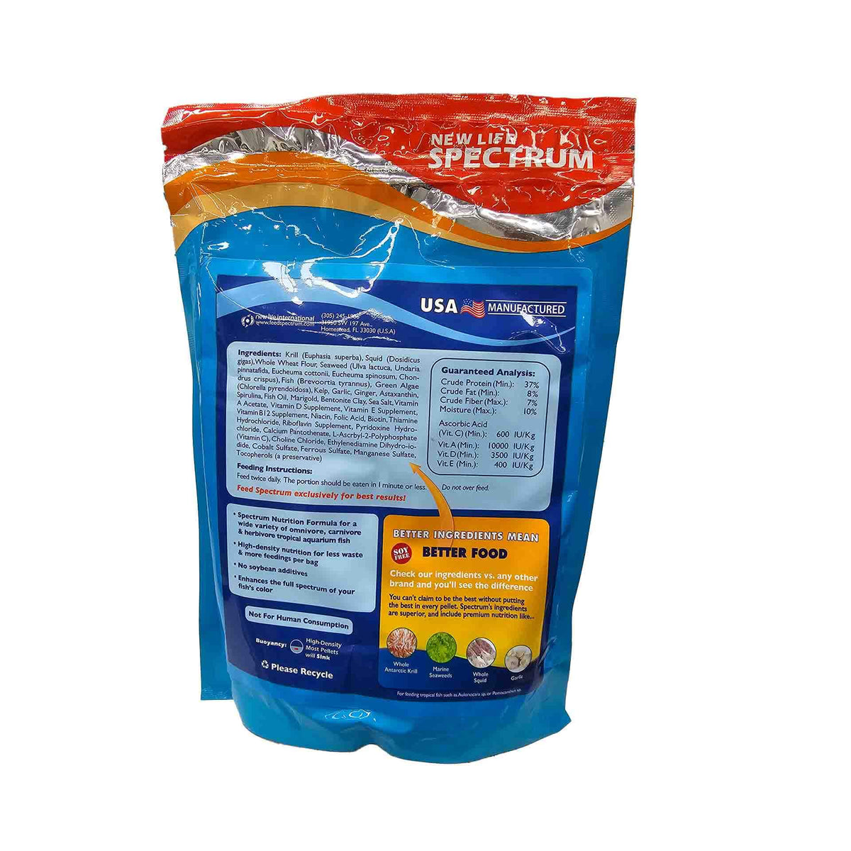 New Life Spectrum Regular Tropical Fish Diet 600g - Sinking Pellet 1-1.5mm