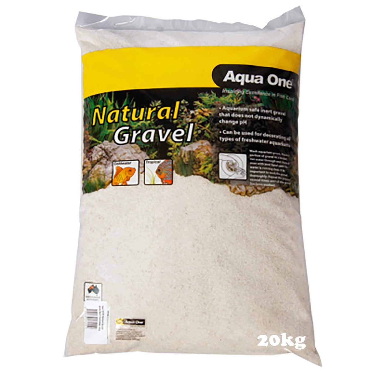 Aqua One Natural Gravel White Sand Australian 20kg (White) **