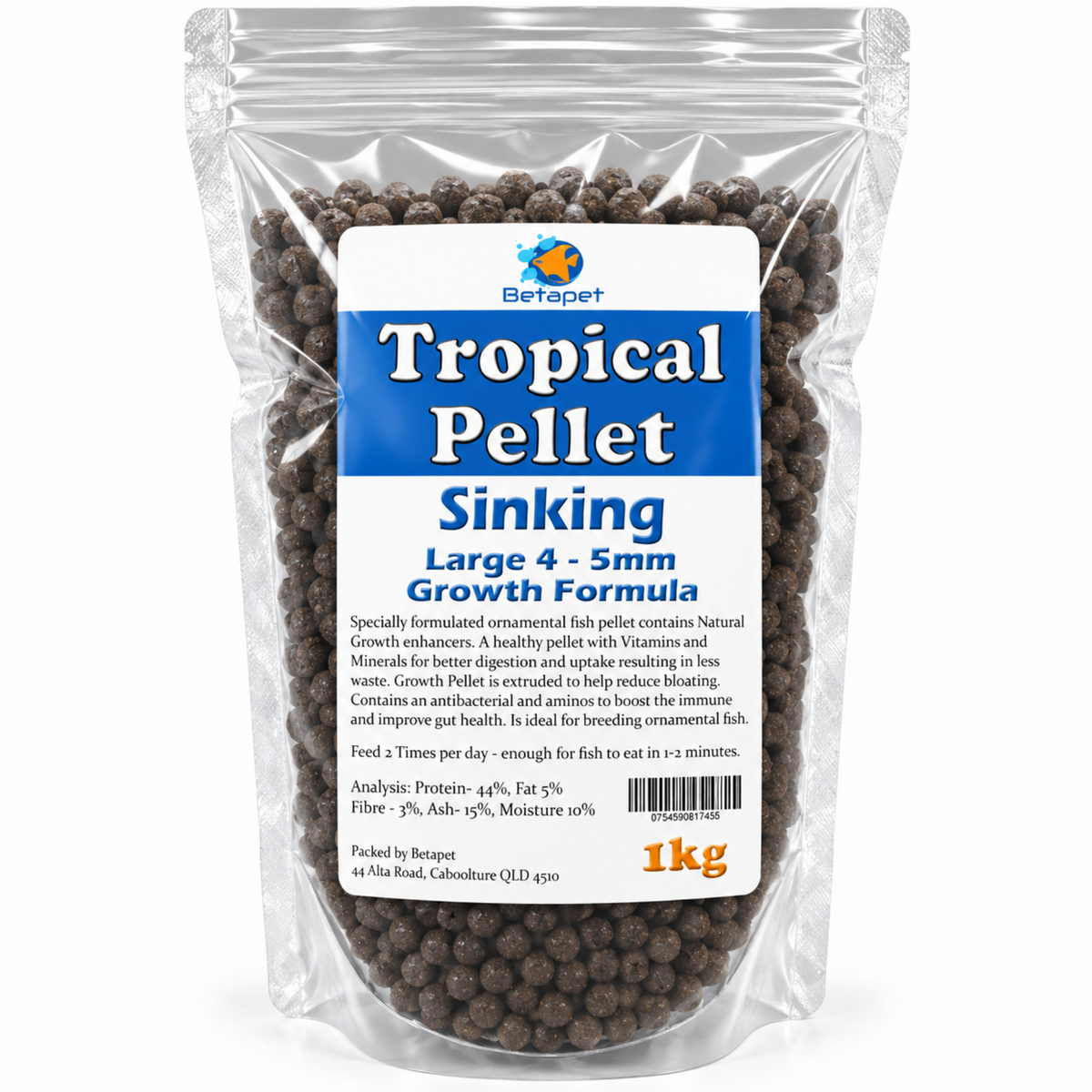 Betapet Tropical Pellet 1Kg (Large 4-5mm Size Sinking Pellet)