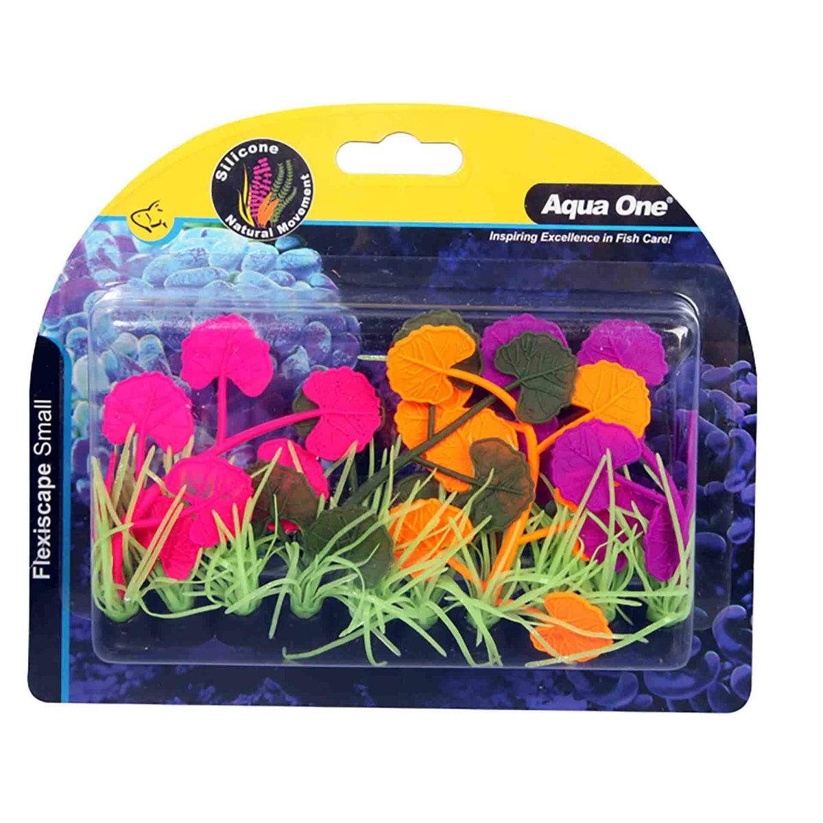 Aqua One Flexiscape Small Pennywort Purple, Pink, Orange 10cm - Artificial Plant