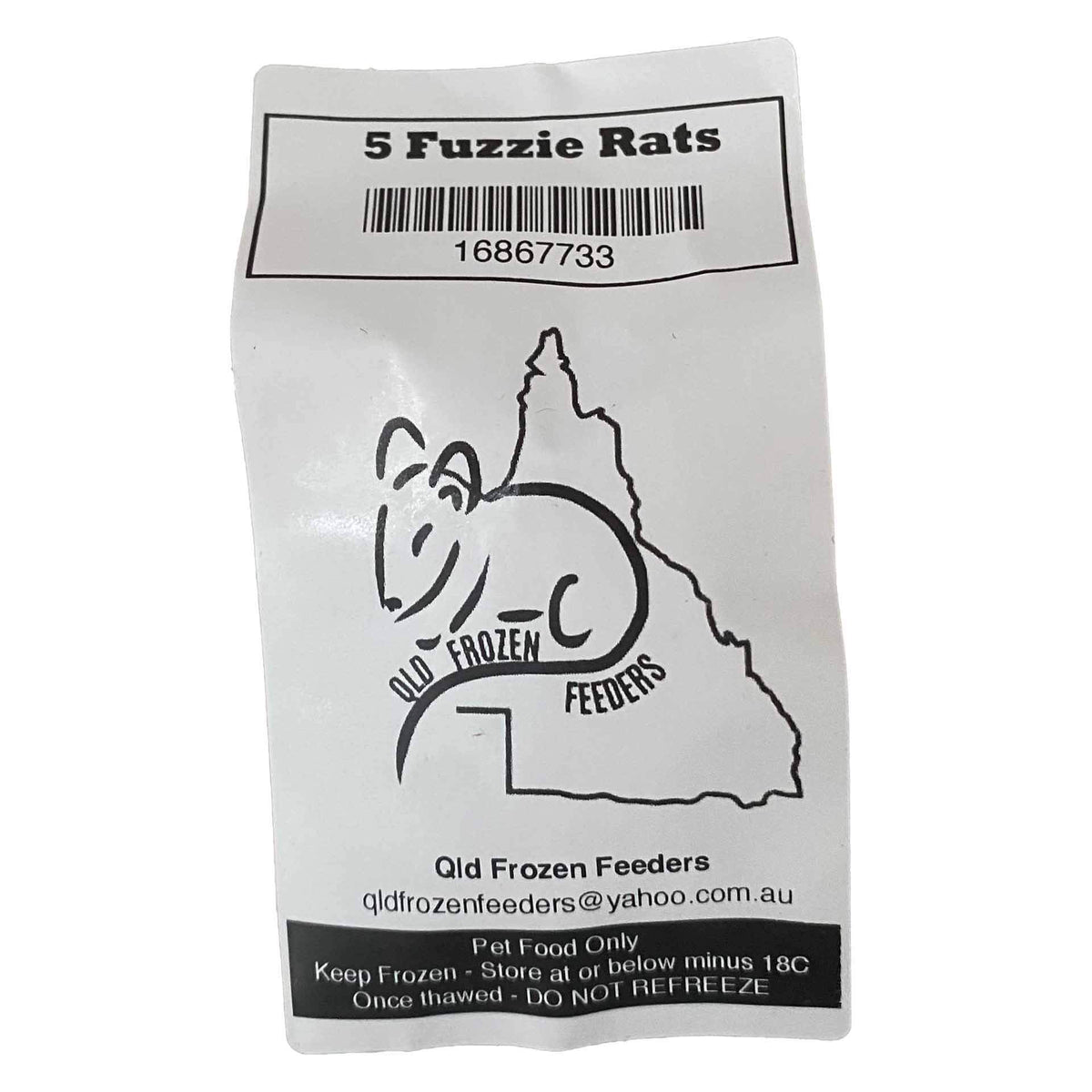 Frozen Feeder Rat - Fuzzie - Pack of 5 - Frozen Food - In store Pick Up Only