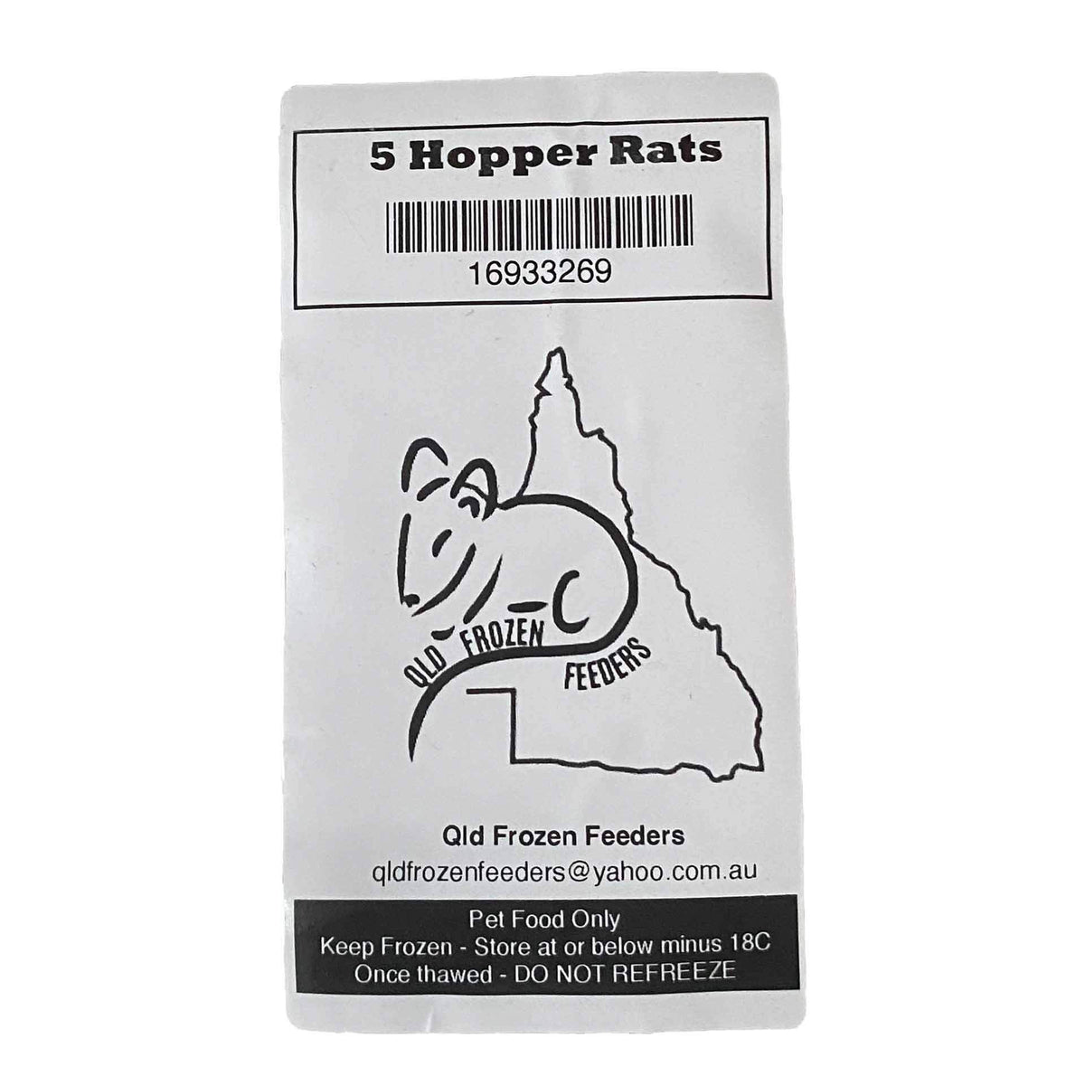 Frozen Feeder Rat - Hopper - 5 Pack - Frozen Food - In store Pick Up Only