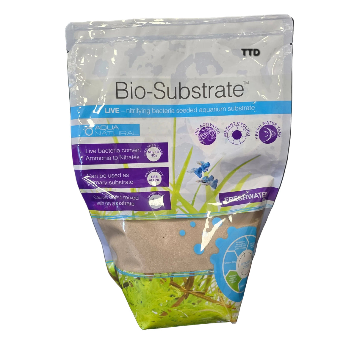 Aqua Natural Bio-Substrate Sugar White 2.26kg Sand with Live Nitrifying Bacteria