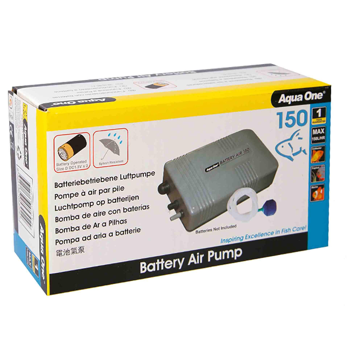 Aqua One Battery Air Pump 150l/h - Single Outlet