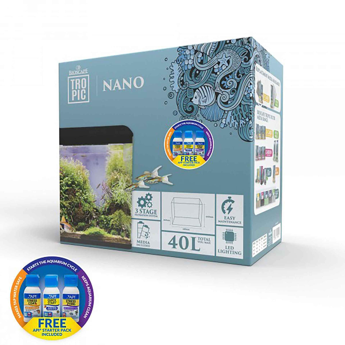 Bioscape Nano Aquarium Set Black 40L - 48 x 44 x 26cm - In Store Pick Up Only