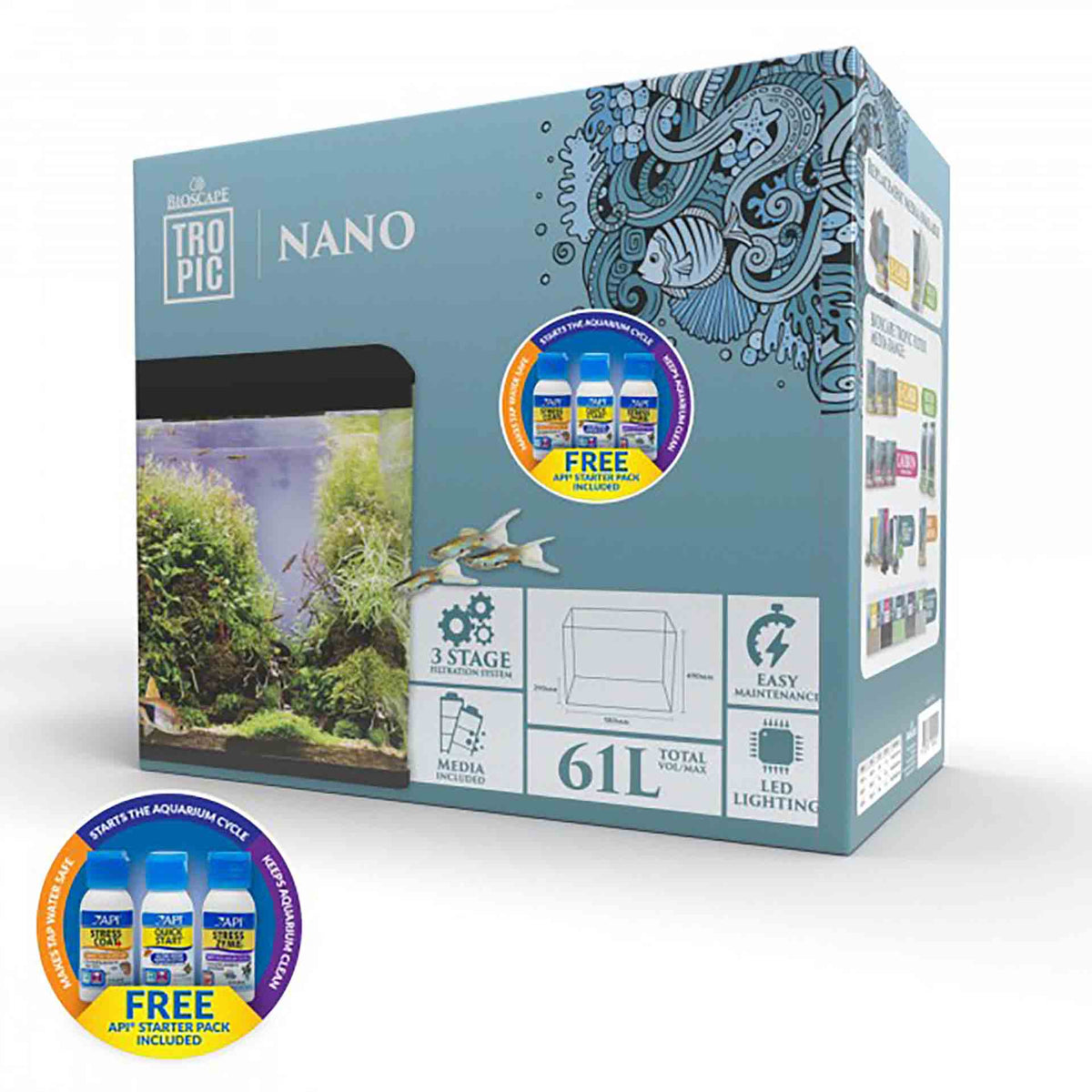 Bioscape Nano Aquarium Set Black 61L - 58 x 49 x 29cm - In Store Pick Up Only