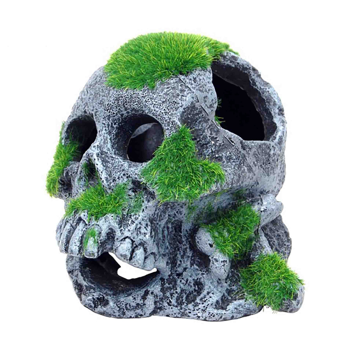 Bioscape - Moss Covered Skull - 12 x 13cm Aquarium Ornament