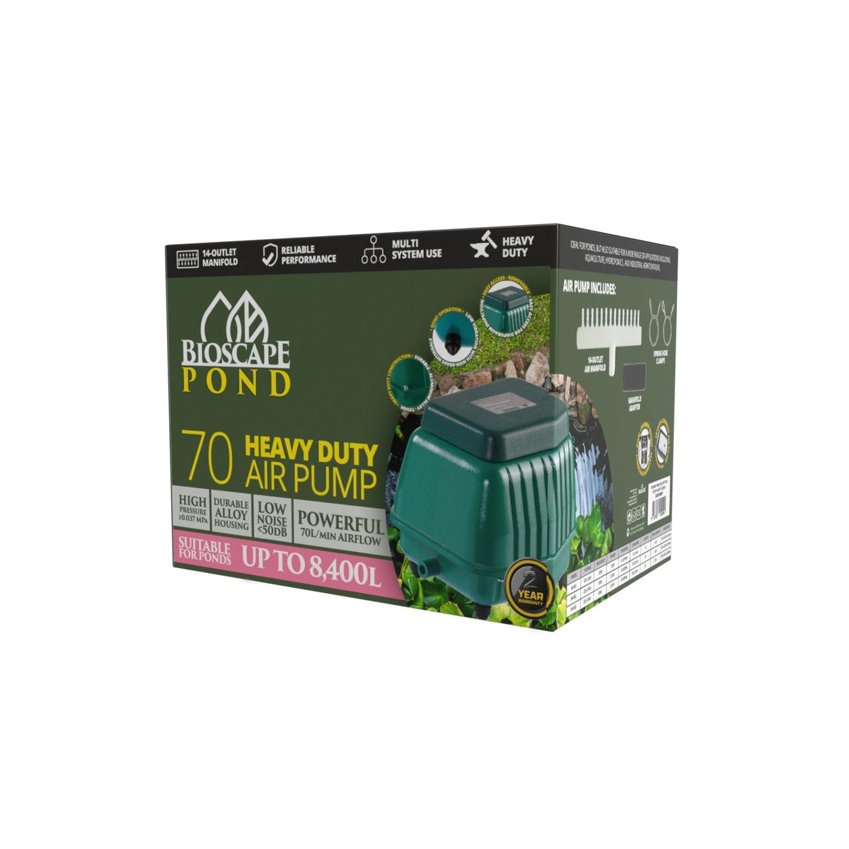 Bioscape Heavy Duty Pond Air Pump 70 with 14 outlets - Up to 8400 L