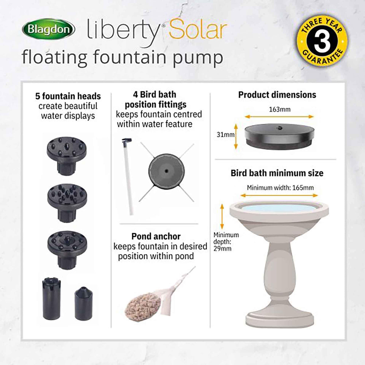 Blagdon Liberty Floating Solar Fountain 180l/h