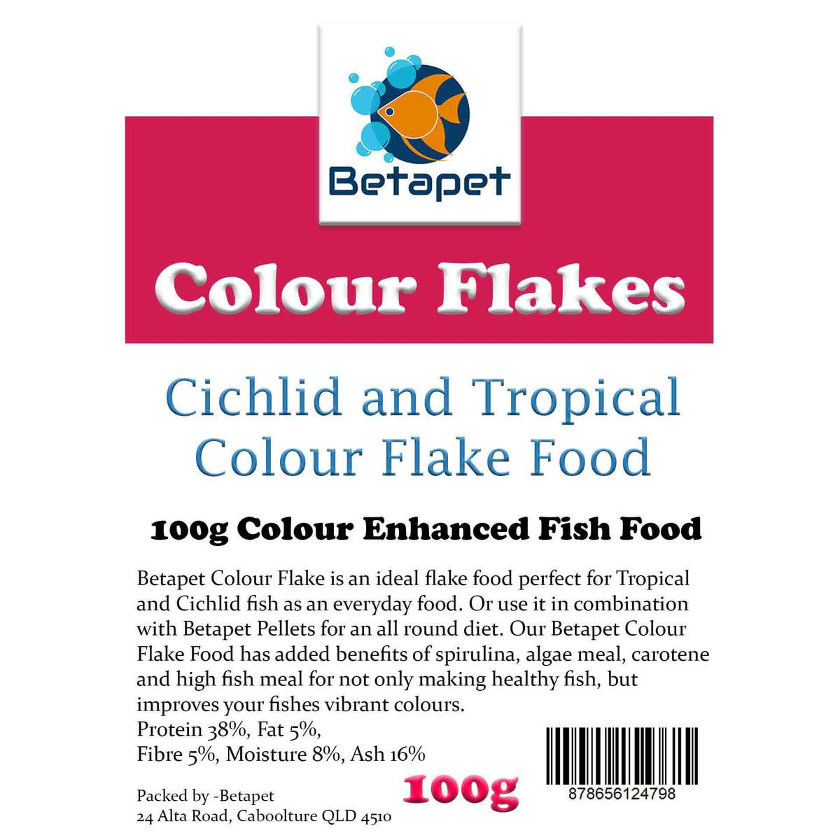 Betapet Colour Flakes 100g Colour Enhancing Flake Fish Food