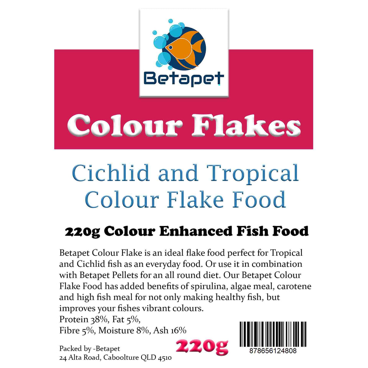 Betapet Colour Flakes 220g Colour Enhancing Flake Fish Food