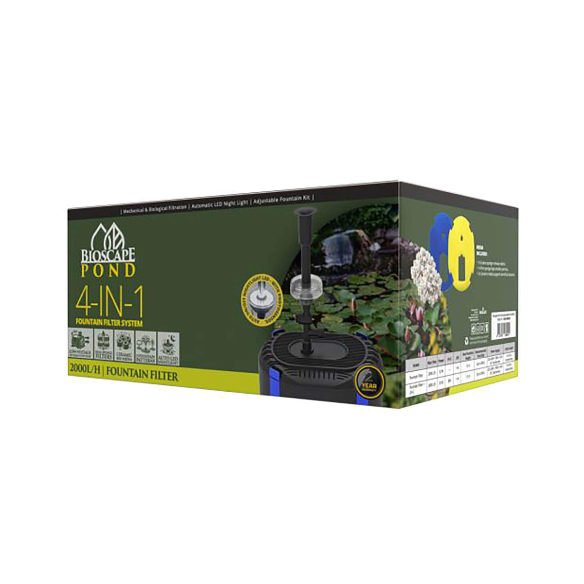 Bioscape All in One Submersible Pond / Fountain Filter 2000lph