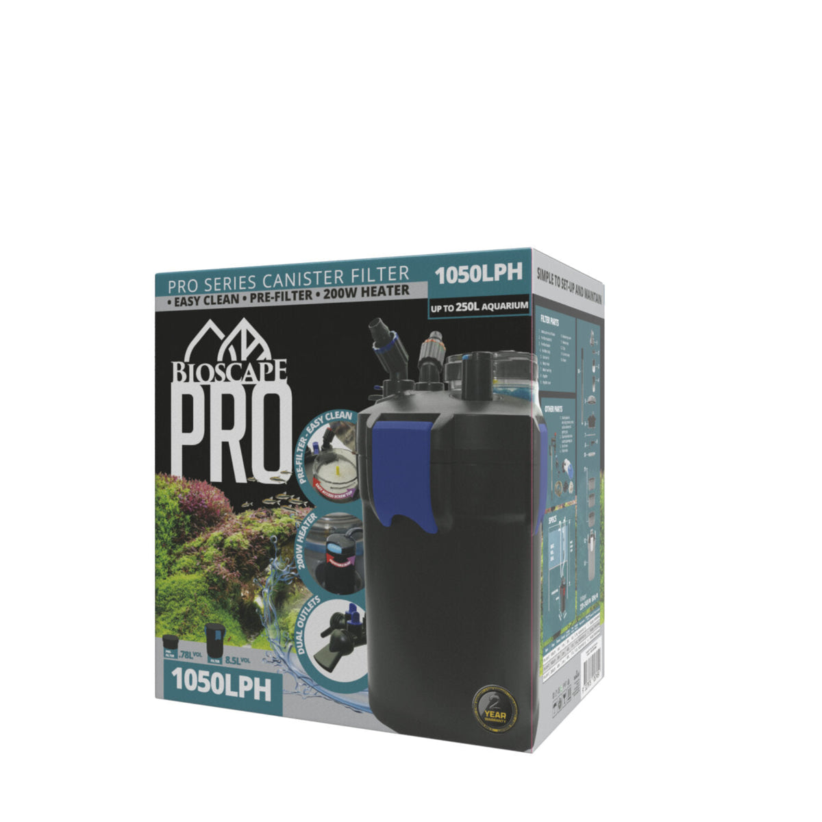 Bioscape PRO 'Easy Clean' Canister Filter with Heater 1050lph