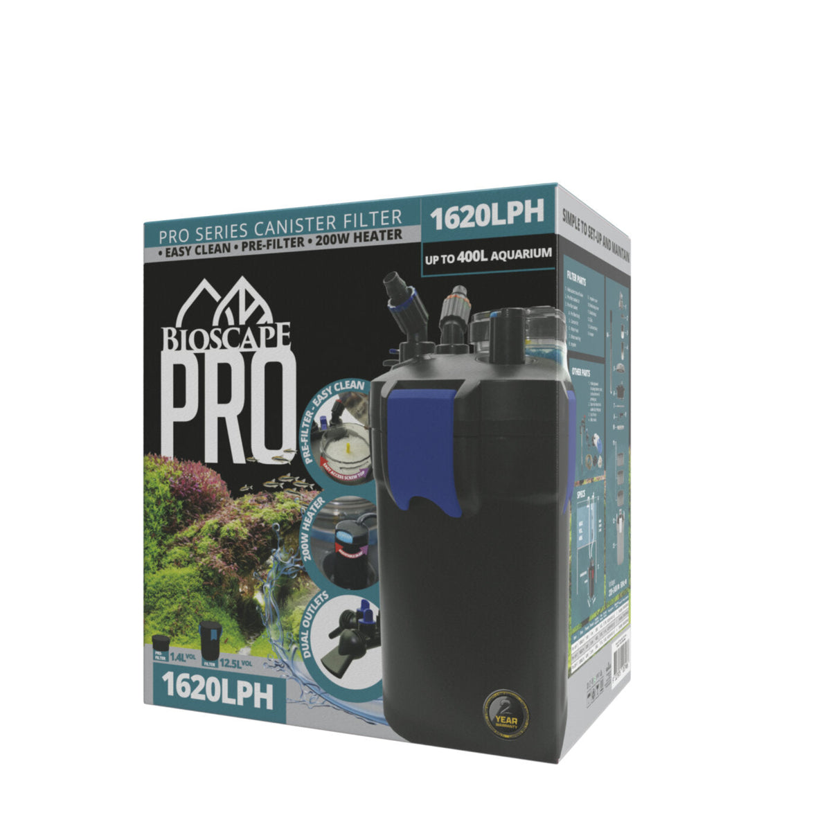 Bioscape PRO 'Easy Clean' Canister Filter with Heater 1620lph