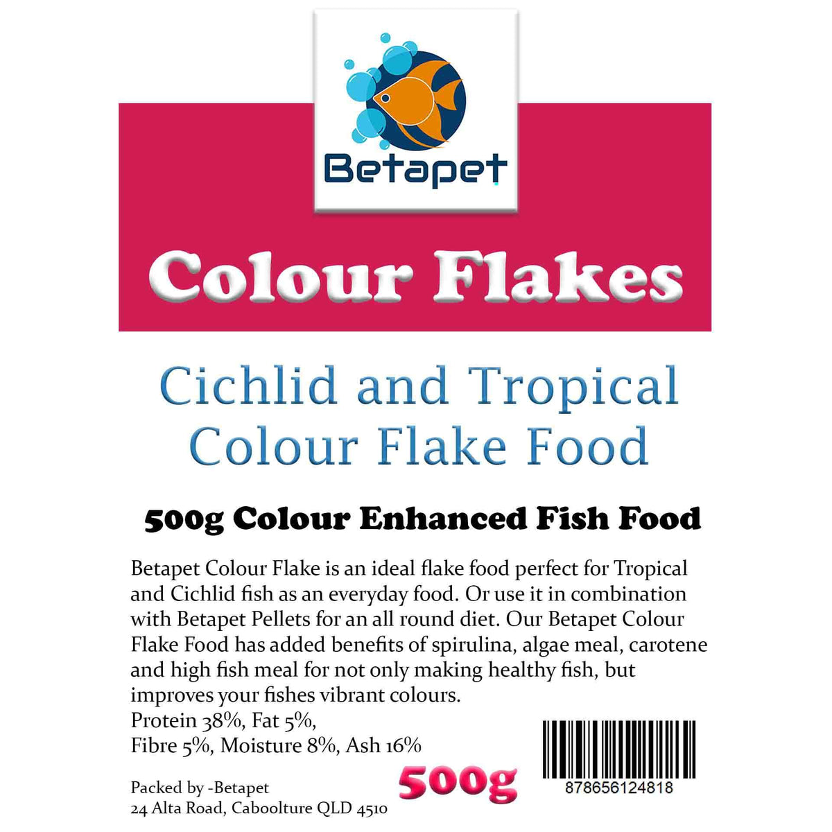 Betapet Colour Flakes 500g Colour Enhancing Flake Fish Food