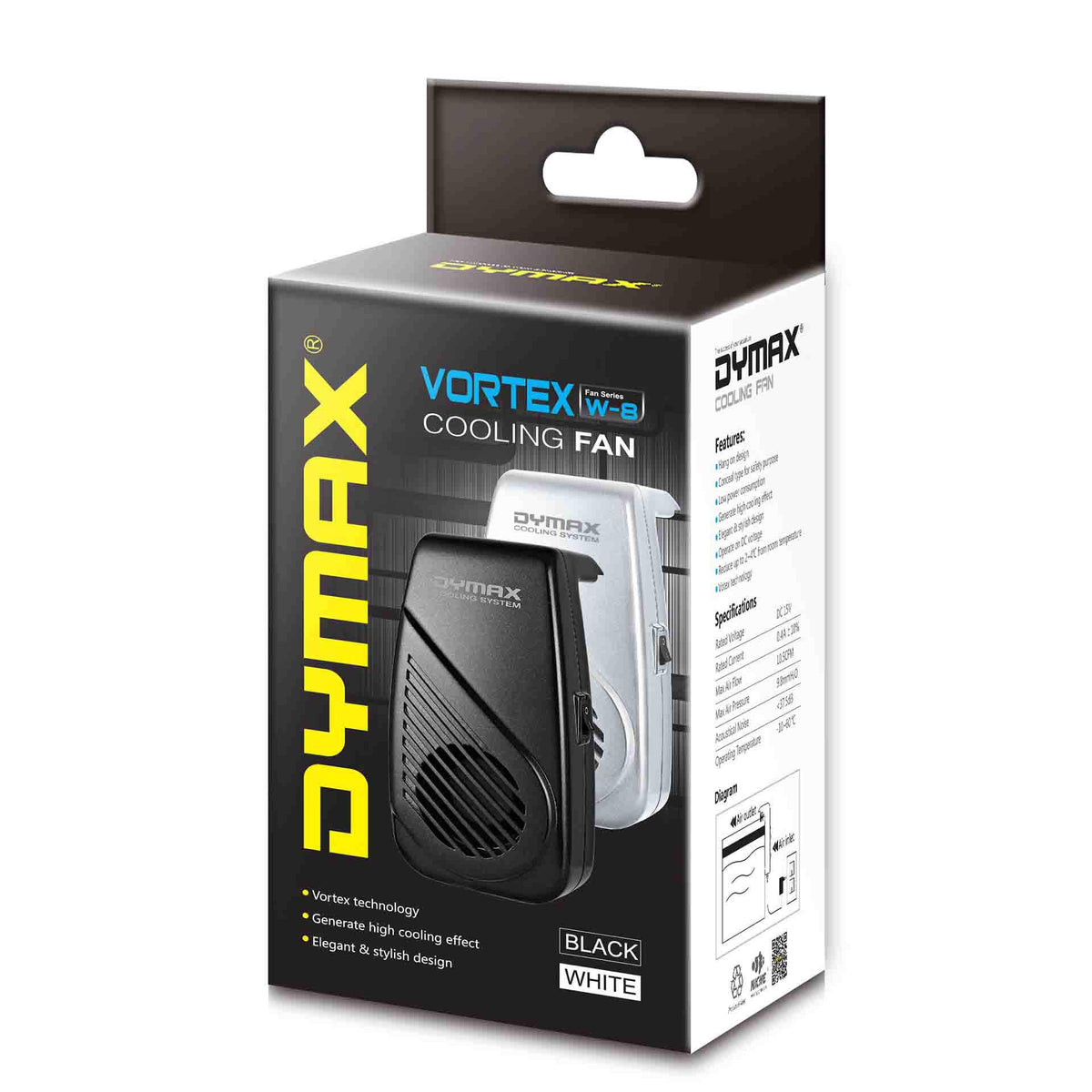 Dymax Vortex Cooling Fan 8W - Black