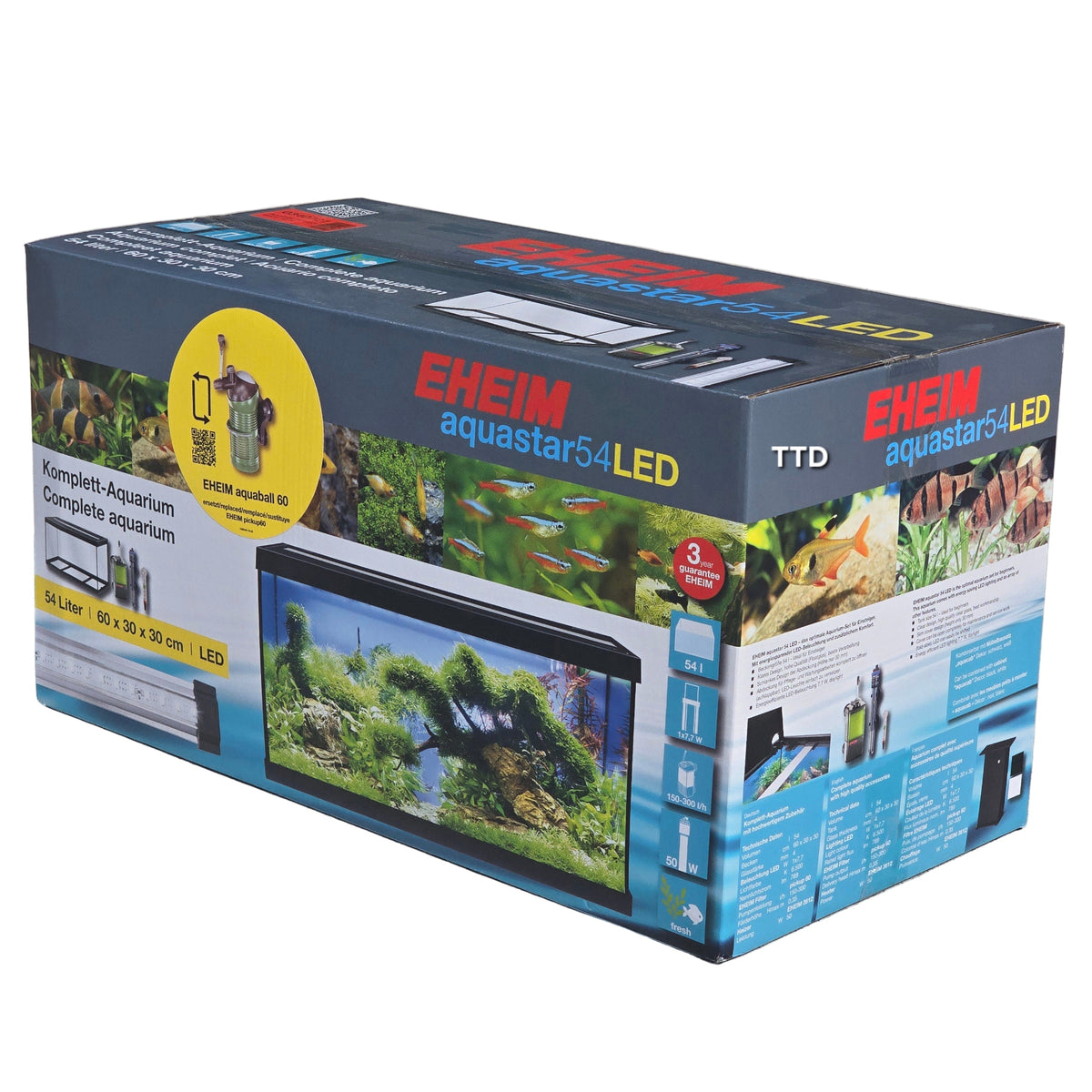 Eheim Aquastar 54 LED Aquarium (Black) 54L Starter Kit - 60 x 30 x 30 cm**