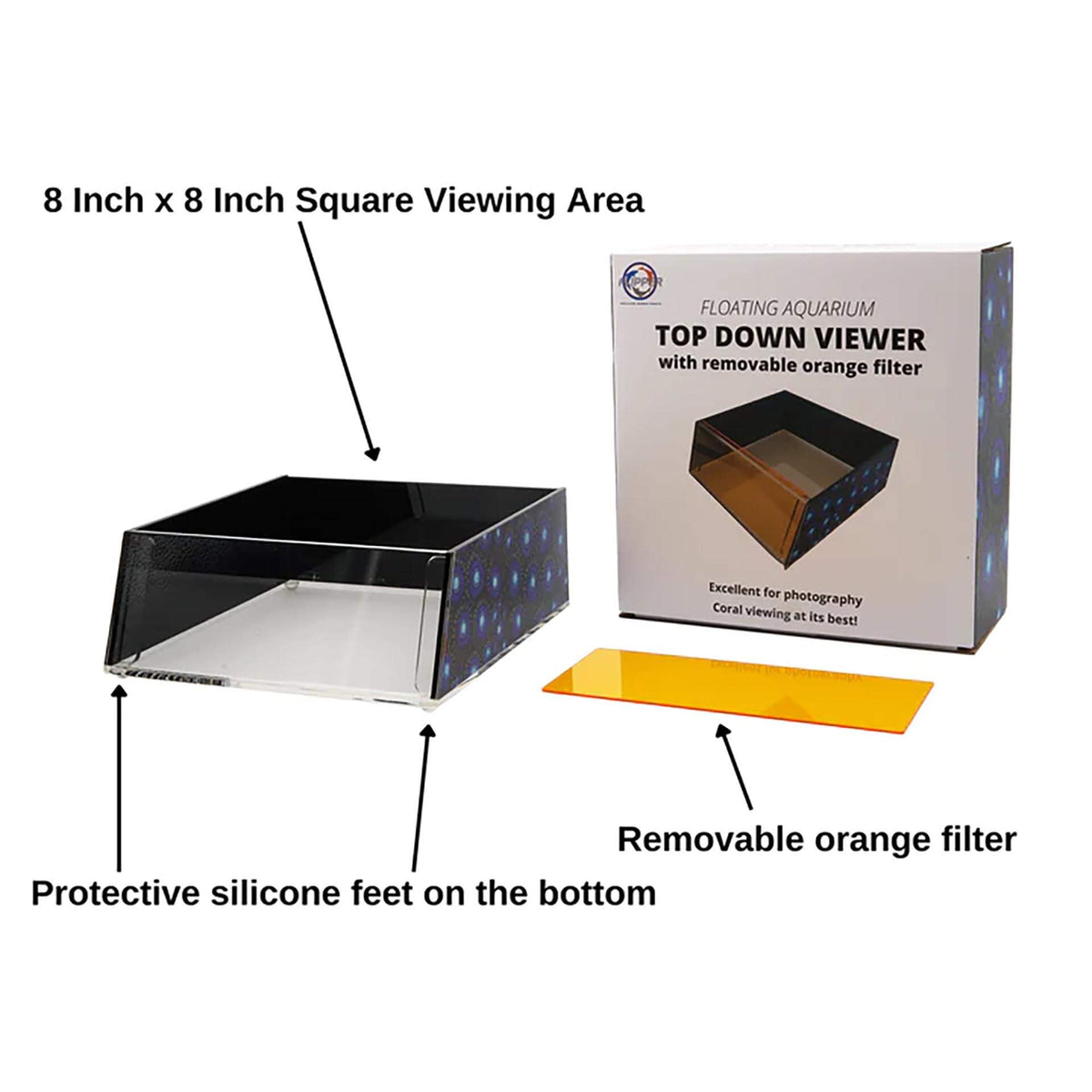 Flipper Top Down Viewer with Removable Orange Filter - 8&quot; Ultra Clear Viewing Area