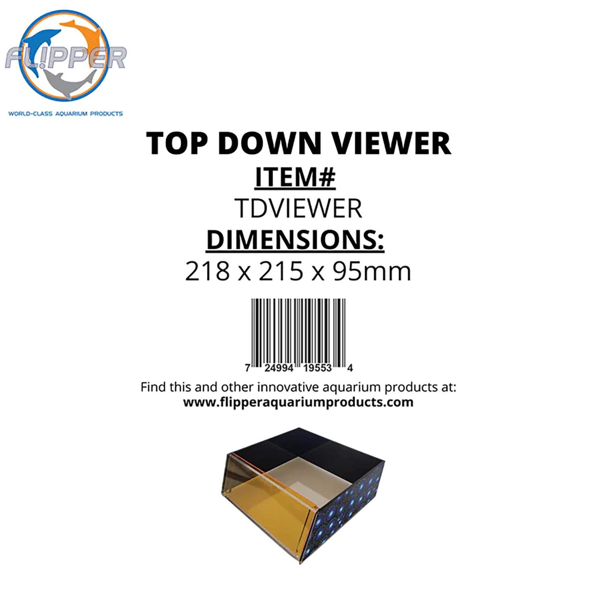 Flipper Top Down Viewer with Removable Orange Filter - 8&quot; Ultra Clear Viewing Area