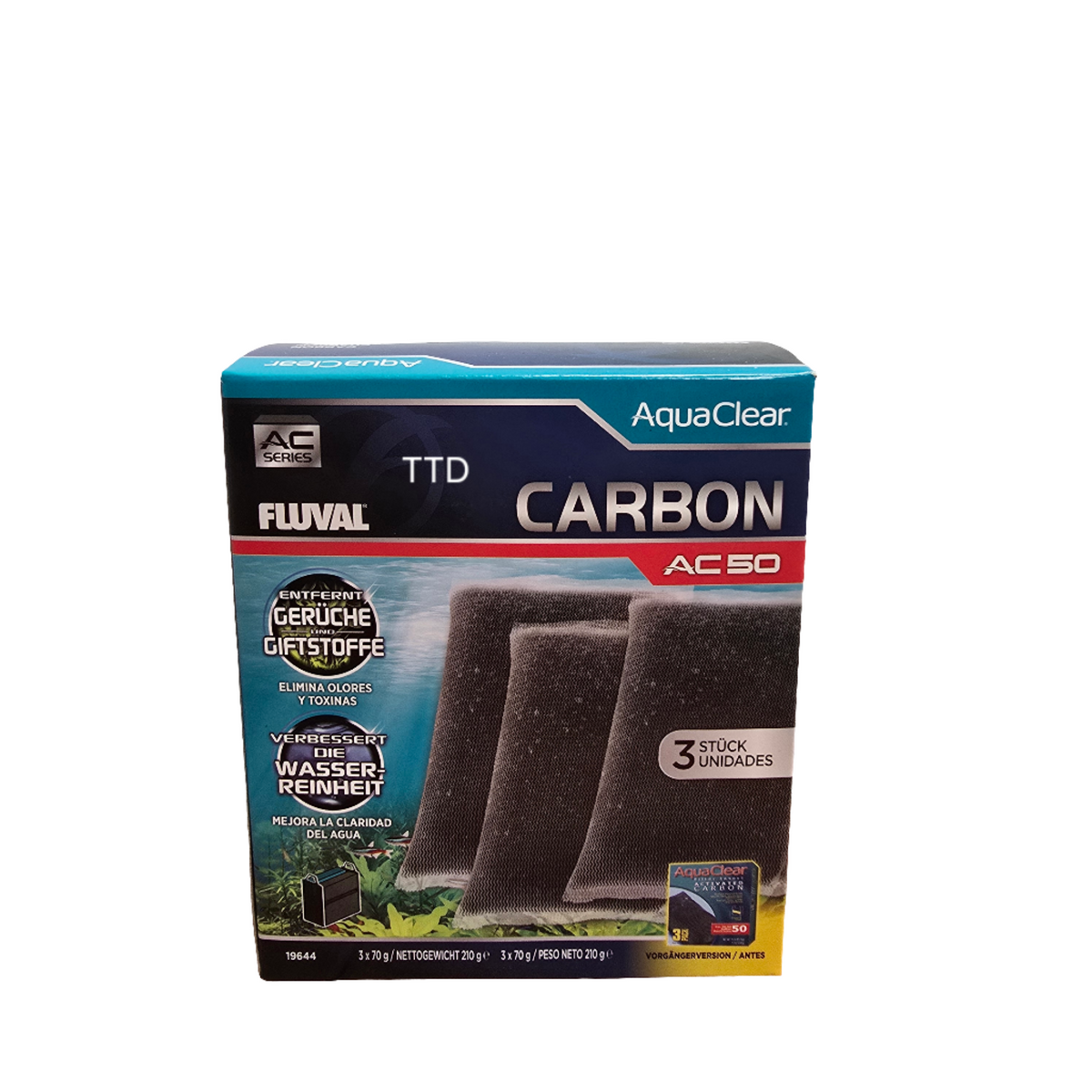 Cabon Inset Fluval Aquaclear AC50 Activated Carbon Insert - 3 Pack - The Tech Den