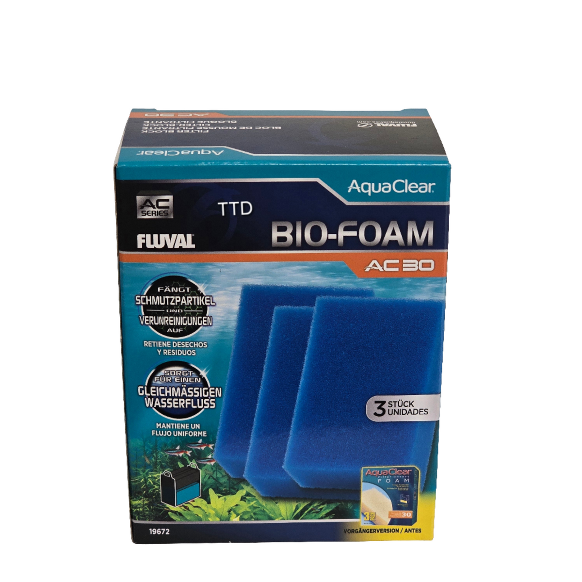 Fluval Aquaclear 30 Bio Foam Insert blue - 3 Pack